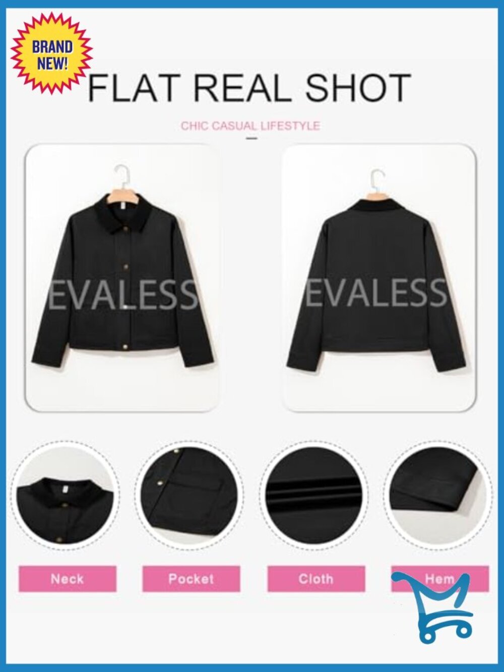 Lightweight Cropped Button Down Shacket with Pockets - Picture 6 of 7